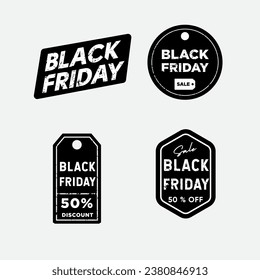 Set Of Black Friday Typography Lettering Word Mark Logo, Supermarket Percent Percentage Discount symbol sign for Shop Store Sale Promo Sticker Price Tag Label