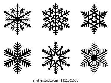 Set Black Frosty Snowflakes On Isolated Stock Vector (Royalty Free ...