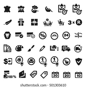 set of black furniture business icons