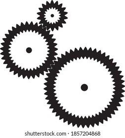 Ponga las ruedas negras sobre un fondo blanco. Mesado de engranajes. Silhouette. Ilustración del vector