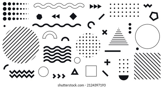 Set of black geometric abstract shapes.
