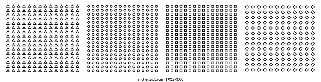 Establece fondos geométricos negros. Patrones sin costuras en blanco y negro. Fondo geométrico mínimo. Ilustración vectorial eps10.