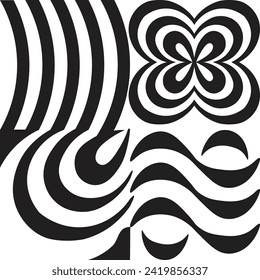 set of black geometric pattern in vector. object element icon figure.template for poster design background, wallpaper, wrapping, textile