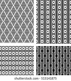 Set of black geometric patterns. Swatches are included in vector file.