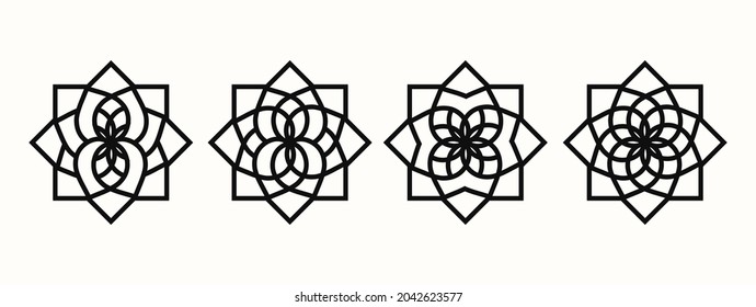 Set of black geometric shape design element for wallpaper, border and symbol. Modern texture decoration element. Vector