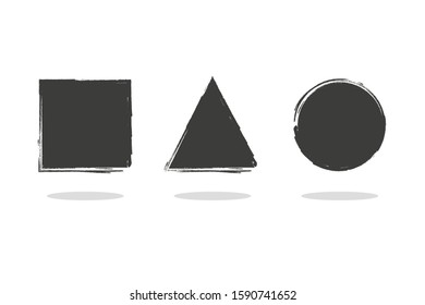 Set of black geometric shape. Simple geometric figures. Vector illustration in flat design