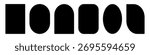 Set of black geometric shapes with decorative scalloped or wavy edges