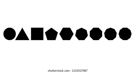 Set black geometric shapes on white background icon vector.