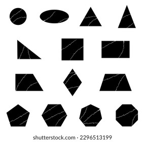 set of black geometric shapes on white background