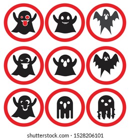 a set of black ghost vectors with a red circle on the edge