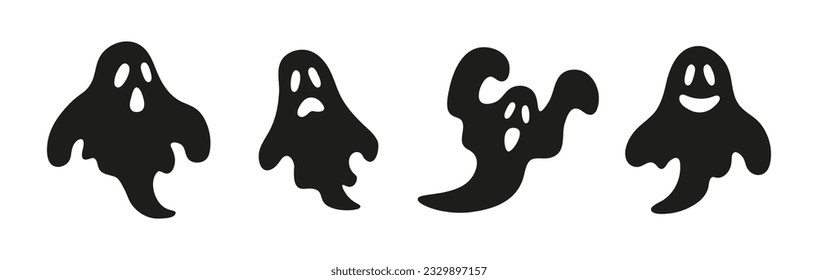 Set of black ghosts for Halloween. Vector.