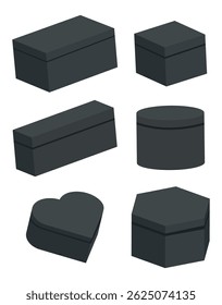 Conjunto de formas de caixas de presente preto