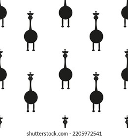 A set of black giraffe silhouettes on a white background. Animalistic pattern on a white background. Seamless background with African animals.