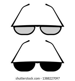 Set of black glasses on a white background. Glasses with a flat design.