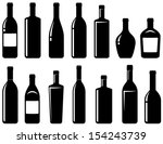 set of black glossy wine bottles with highlight