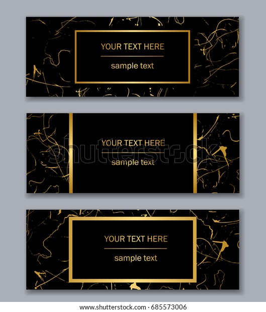 Set Black Gold Banners Templates Modern Stock Vector (Royalty Free