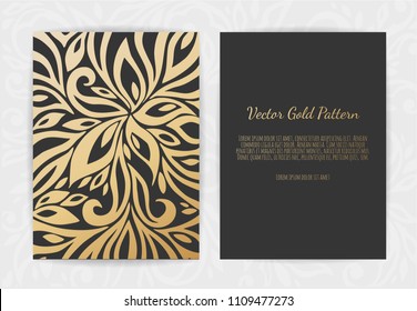 Set of Black and Gold Design Templates for Brochures, Flyers, Logo, Banners. Abstract Modern Backgrounds
