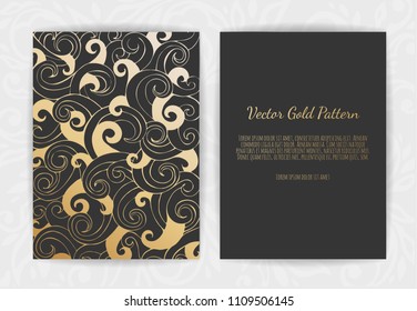 Set of Black and Gold Design Templates for Brochures, Flyers, Logo, Banners. Abstract Modern Backgrounds