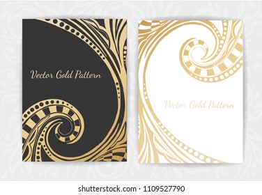 Set of Black and Gold Design Templates for Brochures, Flyers, Logo, Banners. Abstract Modern Backgrounds