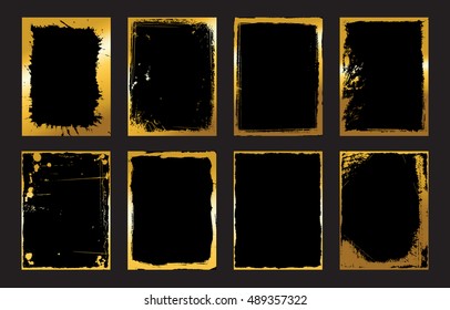 Set of Black and Gold Design Templates for Brochures, Flyers, abstract Modern Backgrounds.