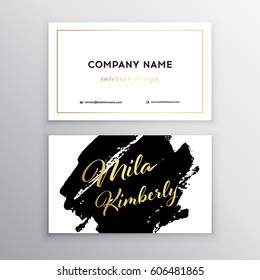 Set of Black and Gold Design Templates for Brochures, Flyers, Mobile Technologies and Online Services, Typographic Emblems, Logo, Banners and Infographic. Abstract Modern Backgrounds.Brush stroke