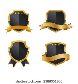 Set of Black gold luxury shield badge