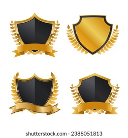 Set of Black gold luxury shield badge
