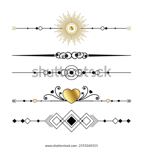 Set of black and gold\
ornaments, frames for illustrations on a white background - Vector\
illustration