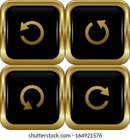 Set of the black gold return buttons. Abstract vector illustration.