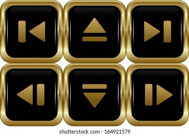 Set of the black gold switch buttons. Abstract vector illustration.