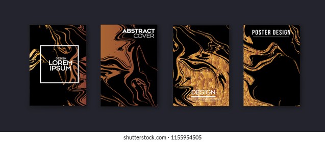 Set of Black and golden marble texture. Vintage gold background. ,elegant brochure, card, cover. Eps10 vector.