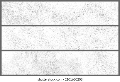 Set Of Black Grainy Texture Isolated On White. Panoramic Background. Dust Overlay. Dark Noise Granules. Wide Horizontal Long Banner For Site. Vector Illustration, EPS 10.