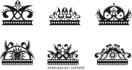set of black graphic crowns