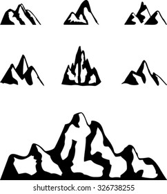 Set of black graphic mountains