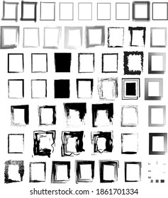 Set of black graphic photo frames. Vector illustration.