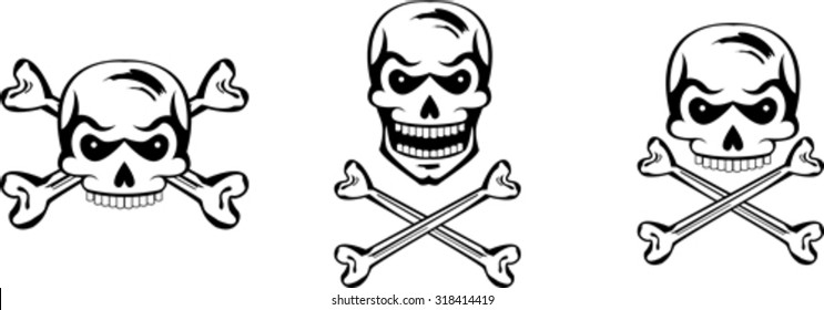 Set of black graphic skulls