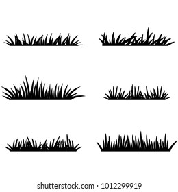 Set of black grass silhouettes. Vector grass template  