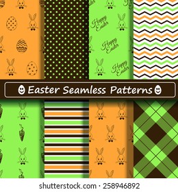 Set of black, green and orange Easter seamless patterns. Scrapbook design elements. All patterns are included in swatch menu.