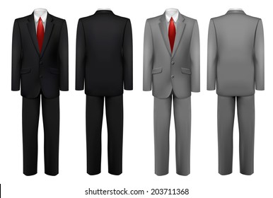 Set of black and grey suits. Vector.