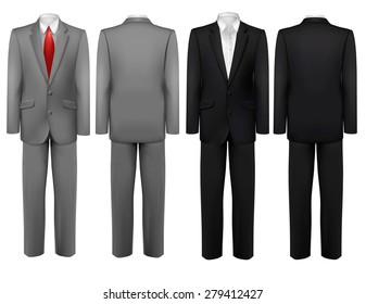 Set of black and grey suits. Vector.