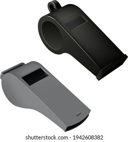 El conjunto de silbidos de vector negro y gris. Aislado sobre fondo blanco