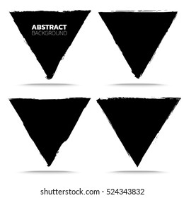 Set of black grunge abstract background templates. Brush paint ink triangle shaped elements. For headline, logo, poster, message, sale banner