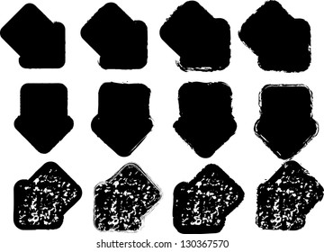 Set of black grunge arrows isolated on white background