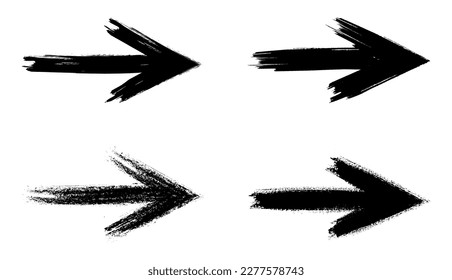 Set of black grunge arrows.Paint brush arrows.