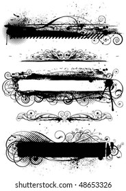 Set of black grunge backgraunds