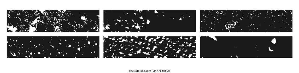 Set of black grunge banner. Abstract grainy blanks in rectangle form on white background. Vector illustration