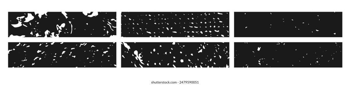 Set of black grunge banner. Abstract grainy blanks in rectangle form on white background. Vector illustration