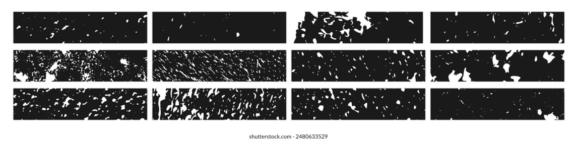 Set of black grunge banner. Abstract grainy blanks in rectangle form on white background. Vector illustration