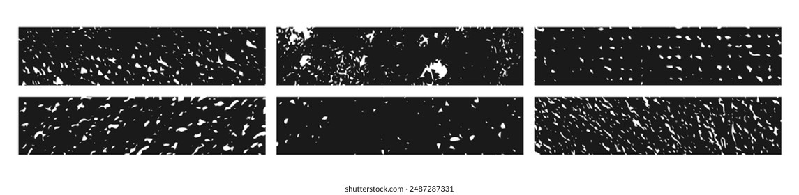Set of black grunge banner. Abstract grainy blanks in rectangle form on white background. Vector illustration