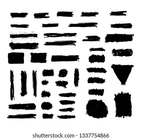 Set of black grunge brush elements collection vector